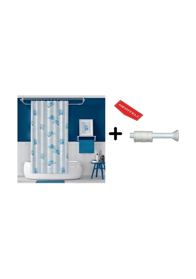 Banyo Duş Perdesi 7085 110x200 Perde Borusu Askı Aparatı 90x130 Hediyeli Çok Renkli
