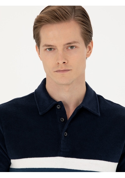 Lacivert Slim Fit Polo Yaka T-shirt
