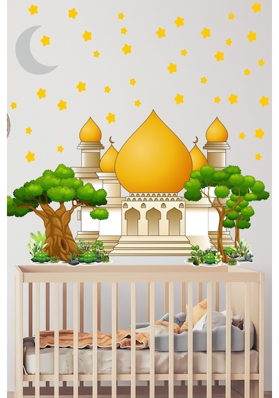 MSticker Cami Ağaçlar Yıldız Ve Ay Çocuk Bebek Odası Sticker Seti