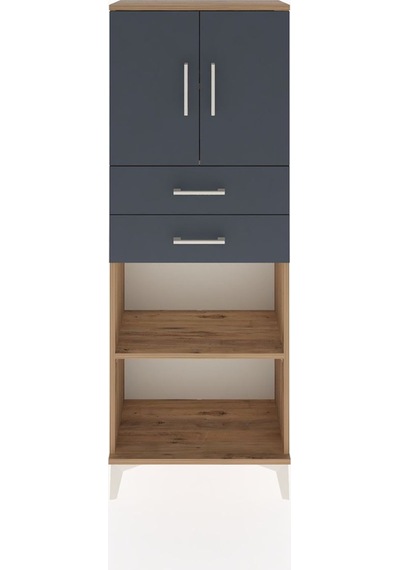 Arges Dolap 3 Raflı 2 Çekmeceli 2 Kapaklı 60x30x163 Çam-antrasit Atlas Çam