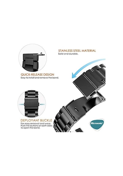 Xiaomi Watch S1 Active İçin Metal Stainless Steel Kordon Siyah