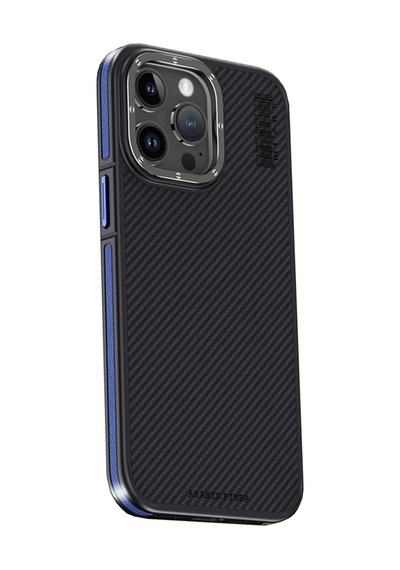Cosmotex Joko İphone 15 Pro Kılıf Aramid 600d Kevlar Karbon Fiber Magsafe Kapak - Lacivert