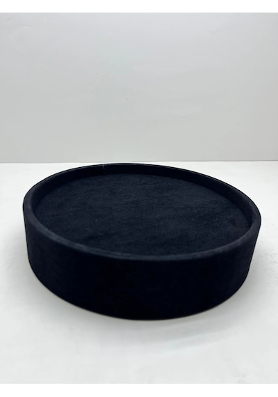 Süet Kumaş Siyah Renk 20x20 Cm Yuvarlak Batırmalı Bileklik Kelepçe Tablası Çok Renkli