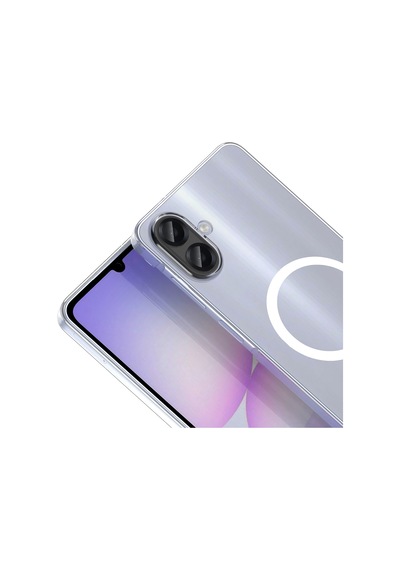 Samsung Uyumlu Galaxy A07 Kamera Korumalı M-safe Şarj Özellikli Şeffaf Zore London Sert Pc Kapak Seffaf