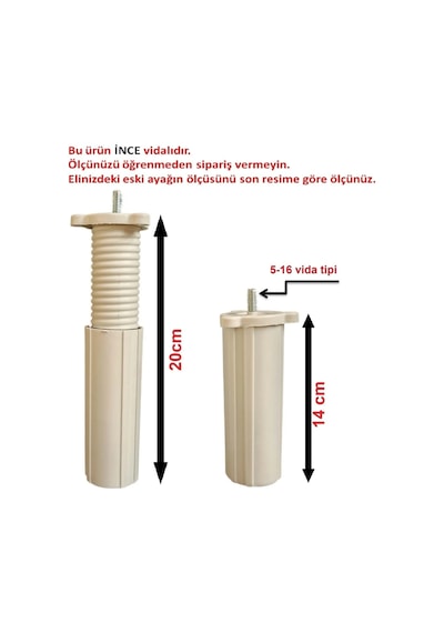 Mobilya Koltuk Kanepe Baza Destek Ayağı Siyah 9cm/14cm Yada 14cm/19cm 5/16 Vida Ölçüsüne Dikkat Beyaz 14 Cm 19cm Kadar Uzar