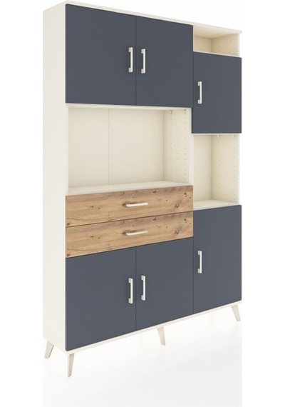 Arges Dolap 9 Raflı 2 Çekmeceli 6 Kapaklı 132x30x195 Aytaşı-antrasit/çam Antrasıt/atlas Çam