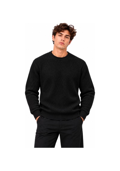 Erkek Bisiklet Yaka Uzun Kolu Triko Kazak B27001 Siyah-aw19