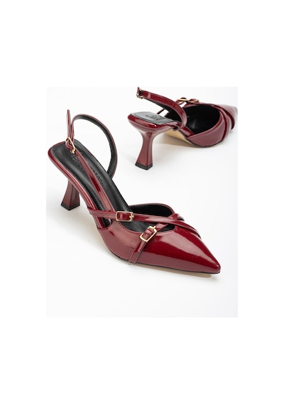 Aymood St-005 Bordo Rugan Günlük 7 Cm Topuklu Ayakkabı Bordo