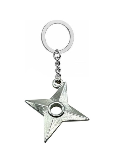 Ninja Shuriken Yıldız Figürlü Unisex Metal Anahtarlık Anime Tarzı Tasarım
