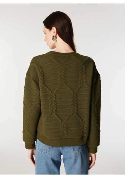 Mustang Haki Kadın Bisiklet Loose Fit Örgü Sweatshirt M4wl-swt-1927