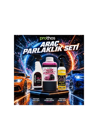 Araç Parlaklık Seti 3 Lü Pembe Köpük, Demir Tozu Ve Jant Temizleyici, Hızlı Cila