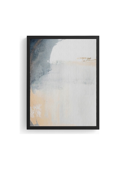 Doğal Ahşap Çerçeveli Soyut Desenli Tablo - Pastel Tonlar Huhu1331