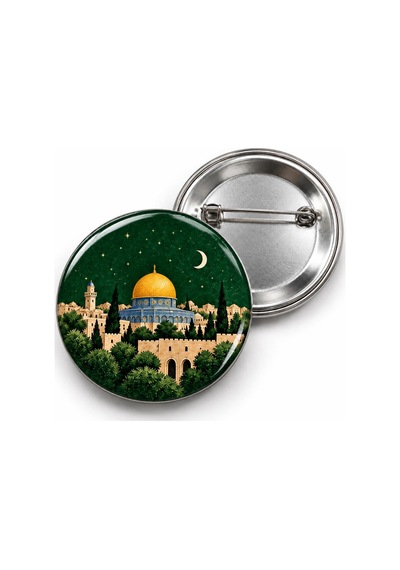Kudüs - Yeşil Gece - 58mm Rozet Çok Renkli