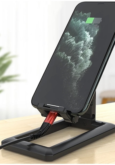 Katlanabilir Masa Üstü Telefon Tutucu Stant Masaüstü Şarj Standı Siyah