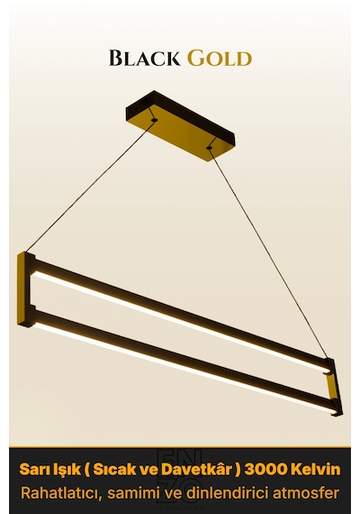 Orion Gold Lineer Led Sarkıt Avize Kumandalı Dim Edilebilir Yukarı & Aşağı Işık Sarı Işık