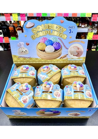 Dim Sum Viral Squishy Stres Topu Sıkılabilir Duyusal Oyuncak Çin Mantısı Kutu Şeklinde -10 Cm-1 Adet Çok Renkli