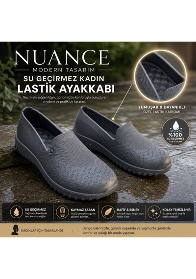 Nuance - Modern Tasarım Kadın Lastik Bahçe Ayakkabısı - Siyah - 41