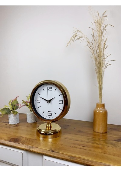 Gold Metal Modern Masa Saati 25 20 Cm Renkli
