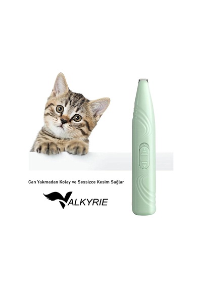 Valkyrie Kedi Köpek Pati Tüy Kesme Makinesi Sessiz Hassas Bölge Traş Cihazı Seramik & Çelik Bıçaklı Yeşil
