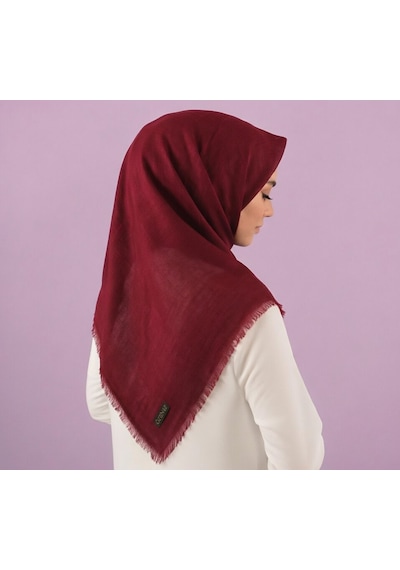 Özense Çift Flamlı Pamuklu Terletmeyen 4 Mevsim Kullanılabilir 100x100 Cm Eşarp Bordo