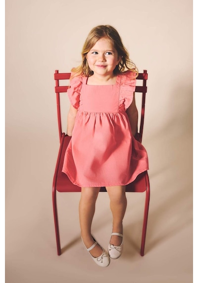 Defacto Askılı Poplin Elbise Kız Bebek H4370a526smpn682 Pembe-pn682