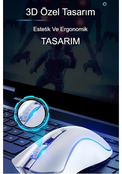 HP G100 1600 Dpı Usb Kablolu Optik Ledli Gökkuşağı Aydınlatmalı Oyuncu Mouse Beyaz