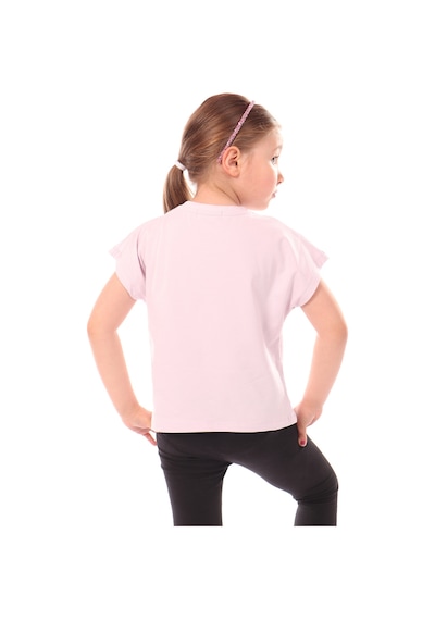 Toontoy Kids Kız Çocuk Baskılı Bisiklet Yaka Kısa Kollu Tişört Açık Lila