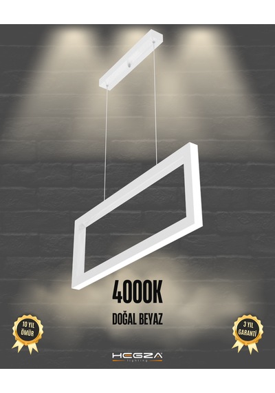 Mesa Beyaz Kasa, Doğal Beyaz Işık Modern Sarkıt Led Avize Beyaz