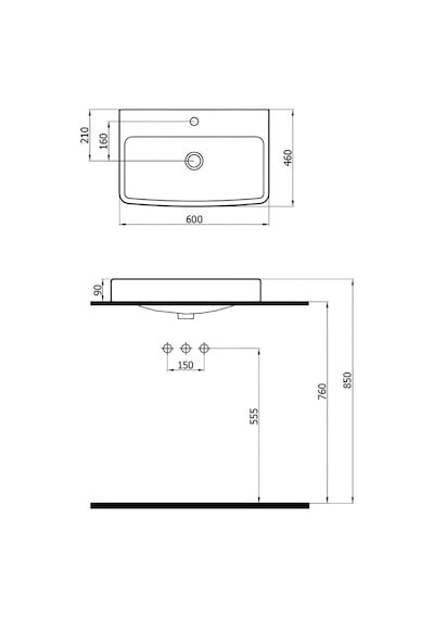 Newarc Aqua 5022B Etajer Uyumlu Lavabo