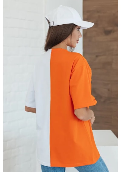 Unisex Forget Live Baskılı Oversize Tshirt Turuncu