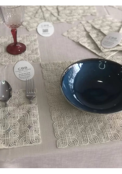 Buradabulabilirsin Sofra Takımı Orion Gardenya Keten Yemek Takımı 160x260 Masa Seti 26 Parça Runner Set Kapiçino Bbz