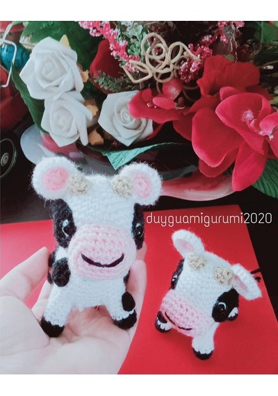 Amigurumi Sevimli Minik İnek Oyuncak
