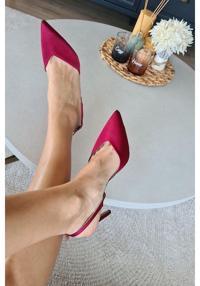 036 3110 Topukla Kadın Saten Stiletto Ayakkabı