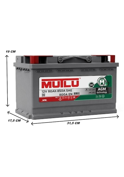 Mutlu Agm Start-stop 12v 80ah 460 A En Akü