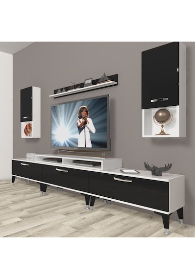 Decoraktiv Ekoflex 270da Mdf Silver Tv Ünitesi Tv Sehpası Beyaz - Siyah