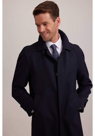 Erkek Lacivert Regular Fit Gabardin Pardesü