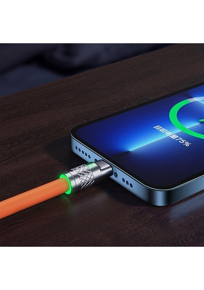 Turuncu 3ın1 6a 120w Usb Tip C Kablo Aydınlatma İçin Usb A'dan Tip-c'ye 8-pin Mikro Usb Kablosu