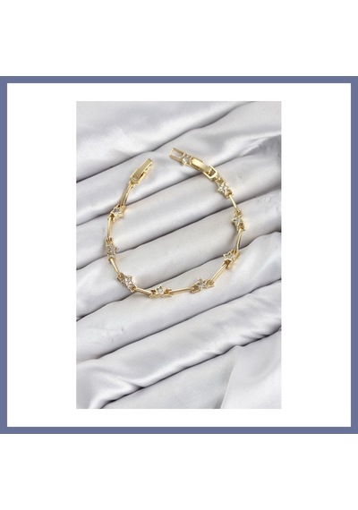 Bezos Cm Gold Renk Yıldız Model Zirkon Taşlı Pirinç Kadın Bileklik Dlra