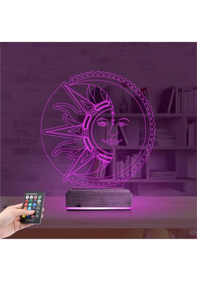 Luvivia Mistik Güneş Ay 3d Lamba - Masa Gece Lambası Şeffaf