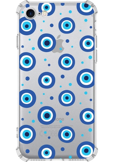 Printify Apple Uyumlu iPhone 7 Devil Eye 1 Baskılı Şeffaf Köşe Korumalı Antişok Kılıf 0166a