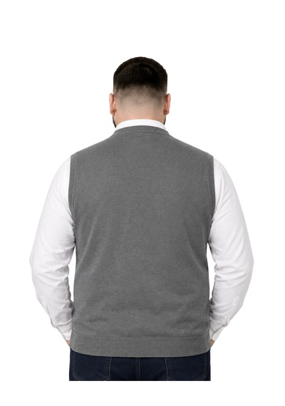 Battalmoda Erkek Büyük Beden Füme Cepli Triko Yelek 3xl-4xl-5xl-6xl