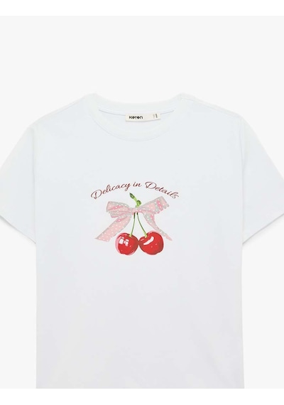 Koton Bisiklet Yaka Fiyonk Ve Kiraz Baskılı Beyaz Kadın T-shirt 6sak50036ek Beyaz Koton Bisiklet Yaka Fiyonk Ve Kiraz Baskılı Beyaz Kadın T-shirt 6sak50036ek Beyaz