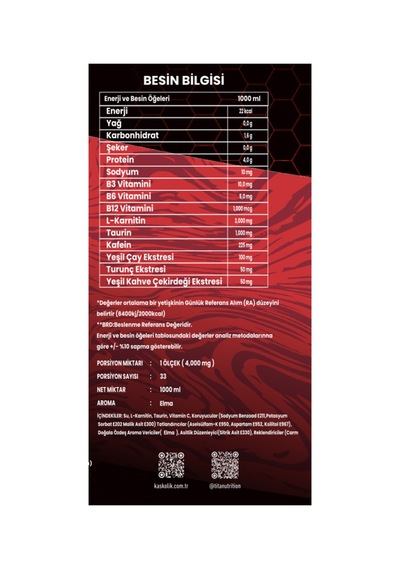 Premium 3000 Thermo L-carnitine 1000 Ml Yeşil Elma