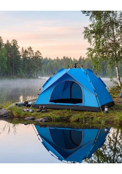 2 3 Kişilik Otomatik Kamp Çadırı Su Geçirmez Outdoor Pratik Kurulum Mavi