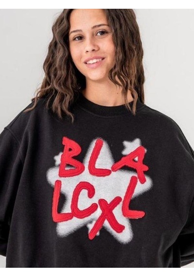 Kız Çocuk Black Yazılı Sweatshirt-14772 Siyah