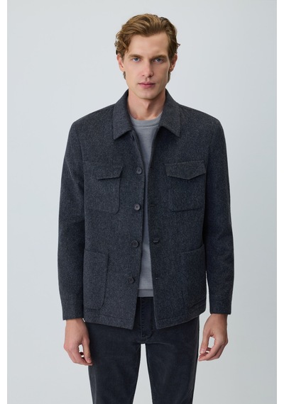 Morven Erkek Füme Trend Yünlü Safari Model Dinamik Fit Gömlek Ceket 27ks022001050 Füme Morven Erkek Füme Trend Yünlü Safari Model Dinamik Fit Gömlek Ceket 27ks022001050 Füme