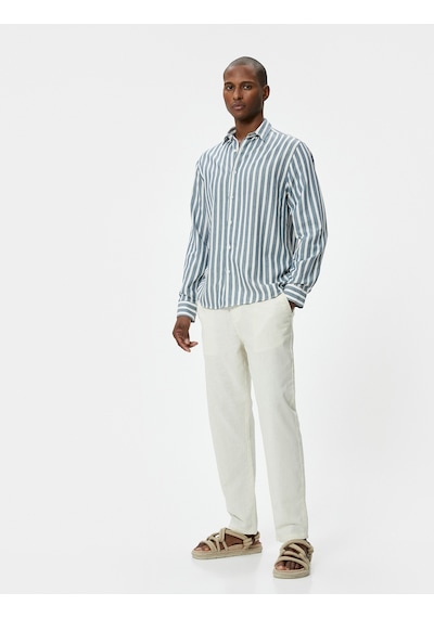 Koton Slim Fit Gömlek Uzun Kollu Klasik Yaka Düğmeli Lacivert Çizgili 4sam60155hw Lacivert Koton Slim Fit Gömlek Uzun Kollu Klasik Yaka Düğmeli Lacivert Çizgili 4sam60155hw Lacivert