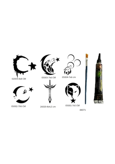 Airbrush Tattoo Türkçü Milliyetçi Desenler Şablon + Hint Kınası Geçici Dövme Seti 6'lı