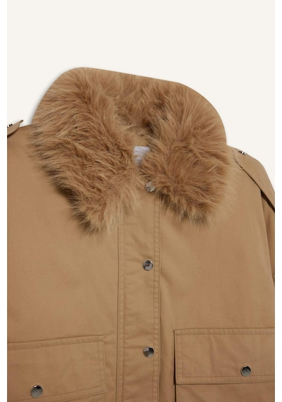 Defacto Su Geçirmez Regular Fit Kapüşonlu Pamuklu Mont F2804ax25wnbg501 Bej-bg501