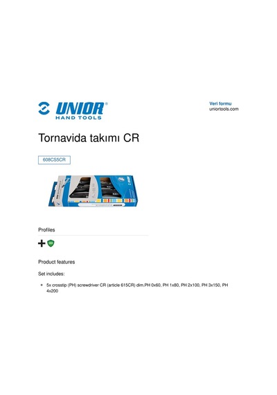 Unior 608cs5cr Ph Yıldız Uçlu Tornavida Seti 5 Parça
